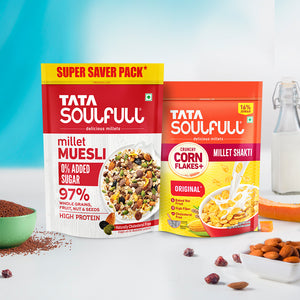 0% added Sugar - Millet Muesli | 700 g + SF Cornflakes+ Ori 475g