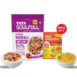 Millet Muesli - Fruit & Nut 500g + Masala Oats+ Dal Shakti - Masala 31g (Pack of 4) | 624g